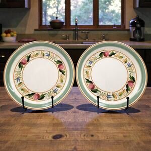 Keltcraft by Noritake Countrywood #9226 Stoneware Salad Plates Ireland Set of 2
